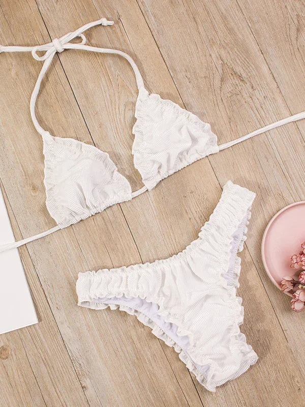 Women Pink Triangle High Cut Bikini Set