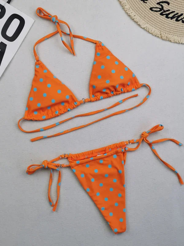 Women Polka Dot String Bikini Set