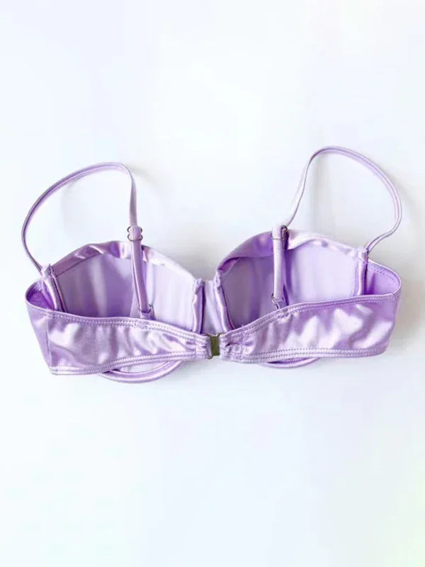 Women White Push Up Skirted Bikini Set