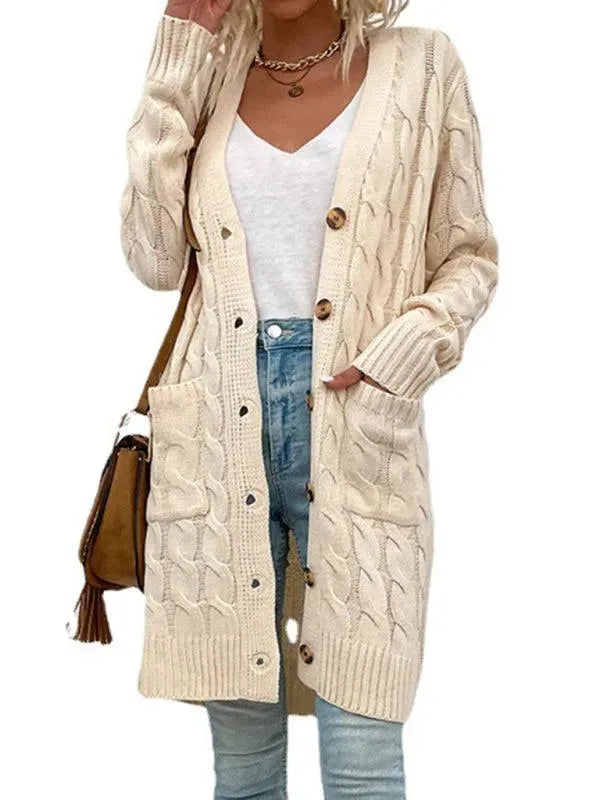 Women’s Cable Knit Longline Cardigan Sweater – Cozy Twist Knit