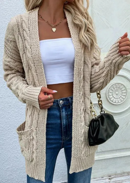 Women’s Cable Knit Pullover Cardigan Sweater – Longline Style
