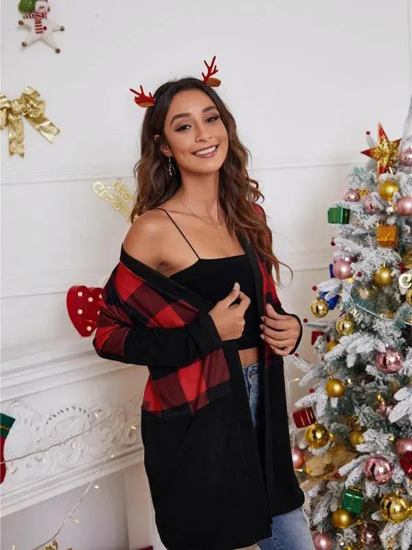 Women’s Christmas Print Longline Cardigan Sweater – Winter Knit