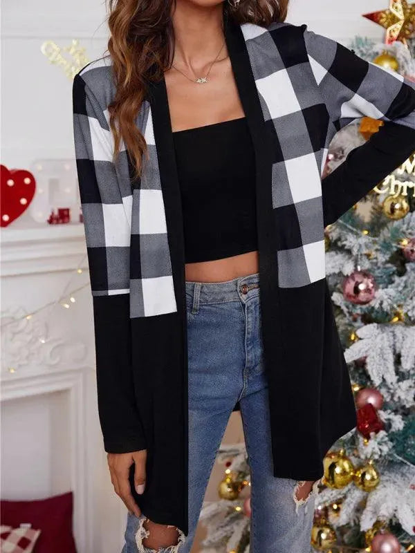 Women’s Christmas Print Longline Cardigan Sweater – Winter Knit