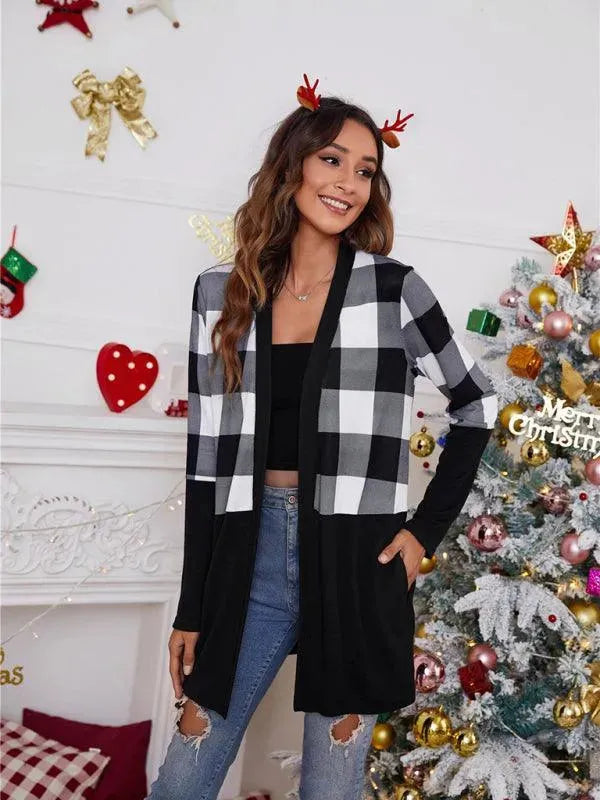 Women’s Christmas Print Longline Cardigan Sweater – Winter Knit