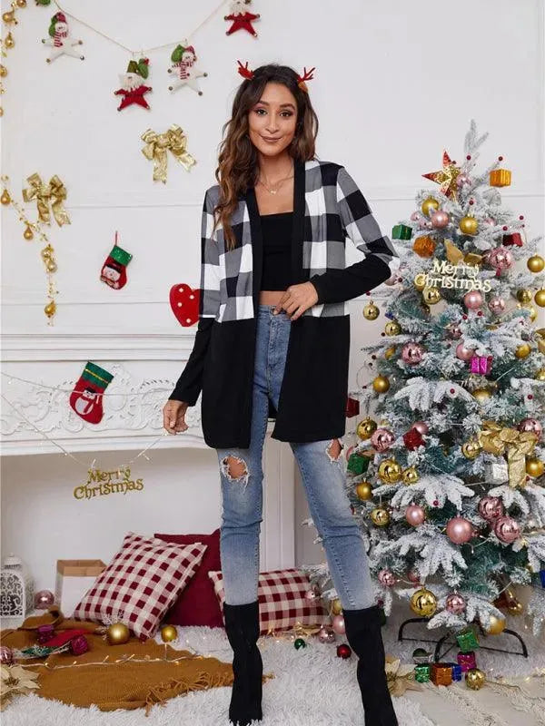 Women’s Christmas Print Longline Cardigan Sweater – Winter Knit