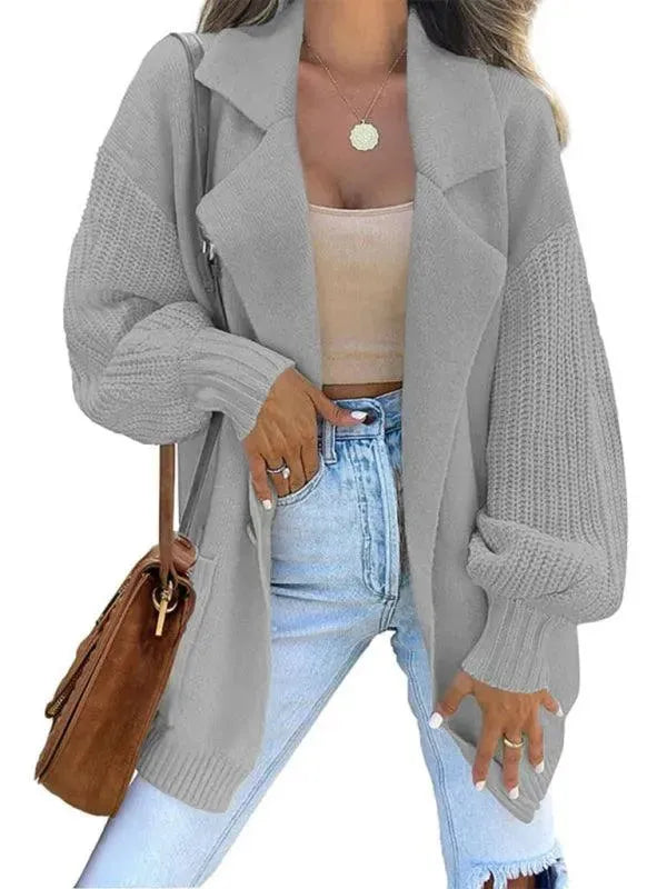 Women's Collared V-Neck Button Cardigan Sweater