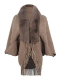 Women’s Fur Collar Longline Cardigan Sweater – Open Front