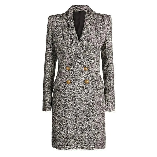 Women's Herringbone Overcoat Slim Structured Style