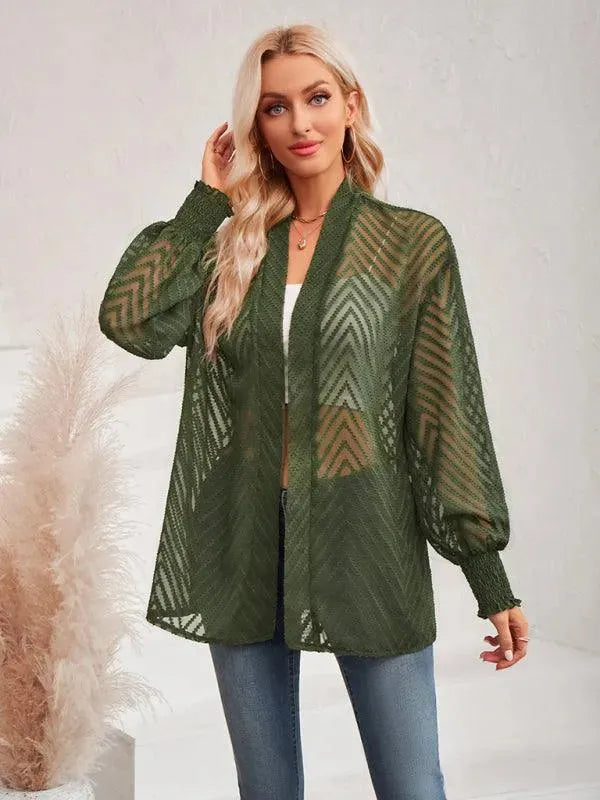 Women’s Jacquard Longline Cardigan Sweater – V-Neck