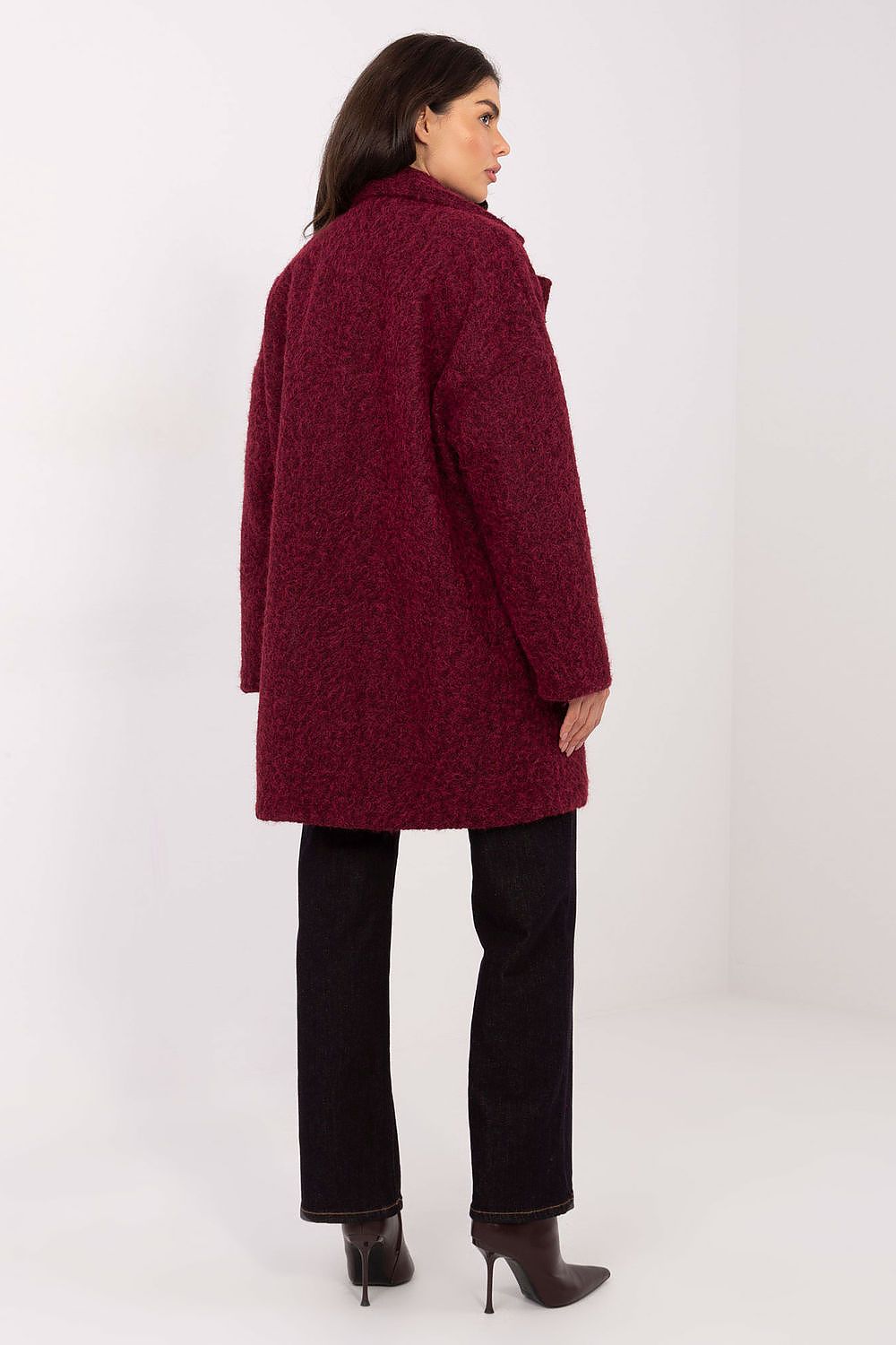 Women's Knee Length Brooch Overcoat — Beige