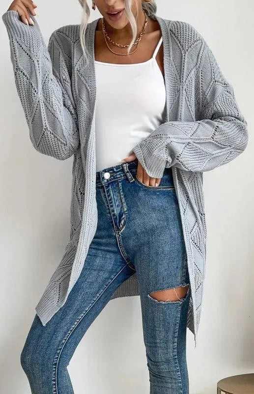 Women’s Lightweight Longline Cardigan Sweater – V-Neck