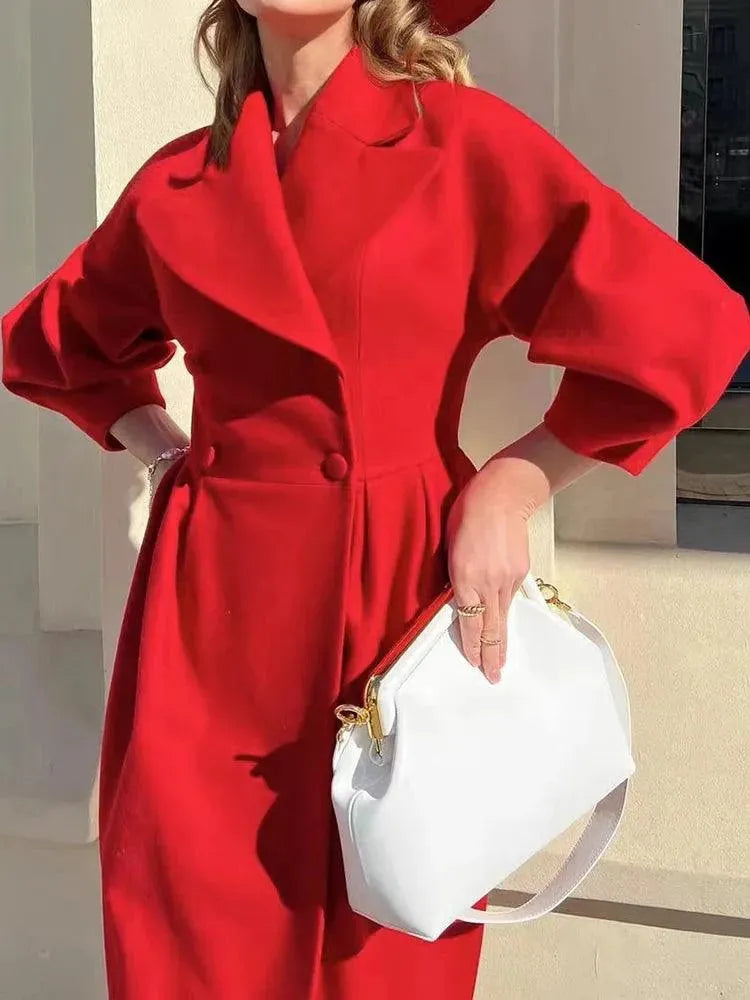 Women's Long Coat Slim Fit Elegant Design