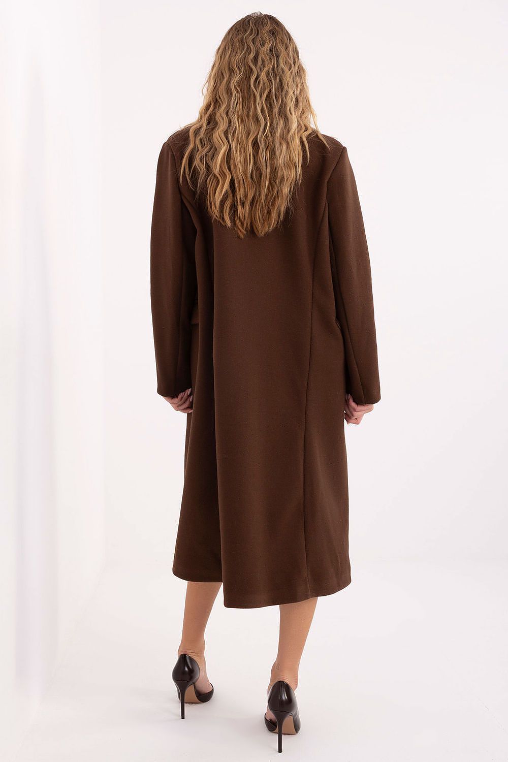 Women's Long Single Breasted Overcoat — Brown