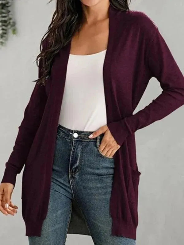 Women's Longline V-Neck Slip-On Cardigan Sweater