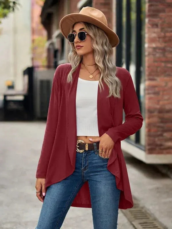 Women’s Open Front Longline Cardigan Sweater – Relaxed Fit