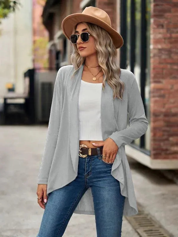 Women’s Open Front Longline Cardigan Sweater – Relaxed Fit