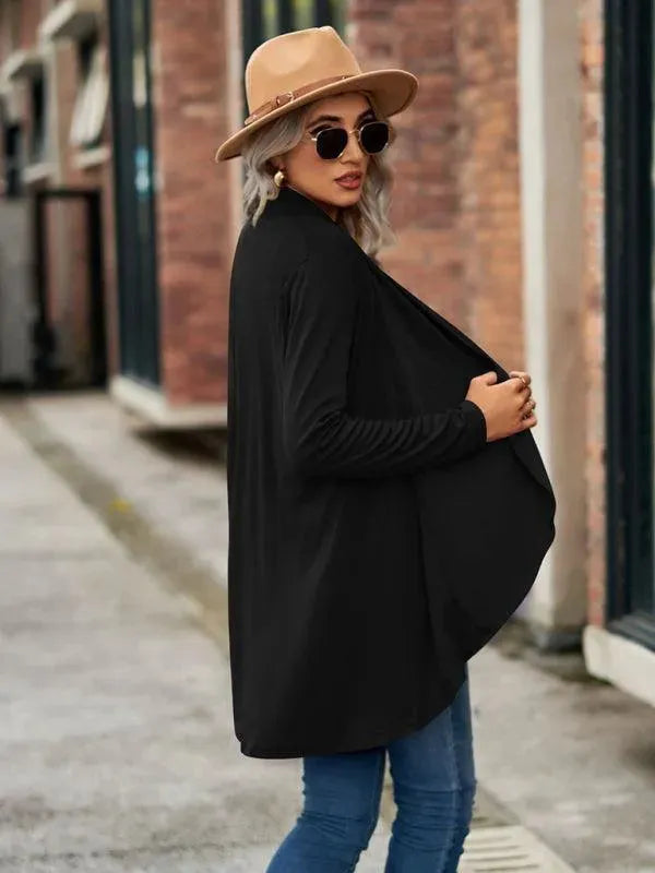 Women’s Open Front Longline Cardigan Sweater – Relaxed Fit