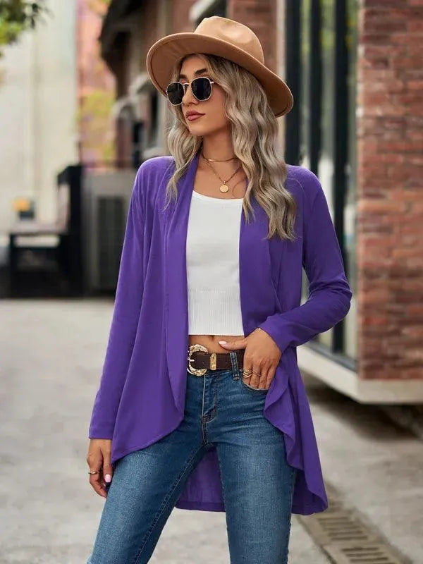 Women’s Open Front Longline Cardigan Sweater – Relaxed Fit