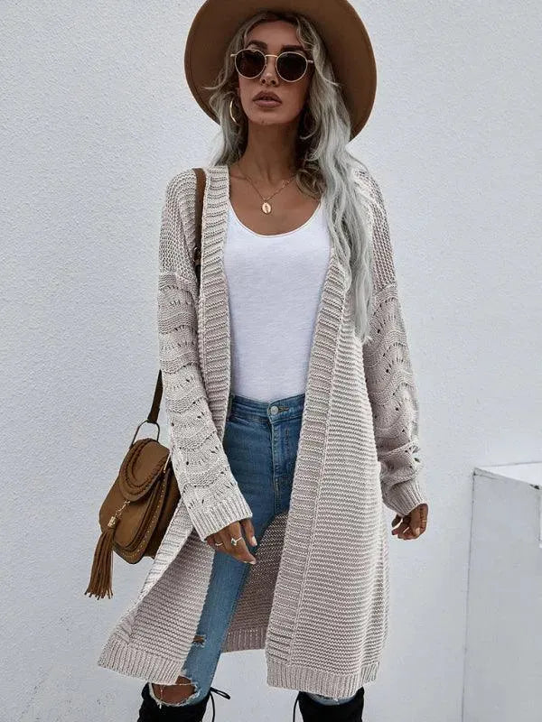 Women’s Open Knit Longline Cardigan Sweater – Lightweight