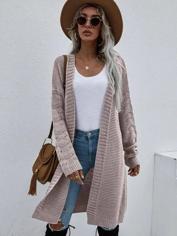 Women’s Open Knit Longline Cardigan Sweater – Lightweight