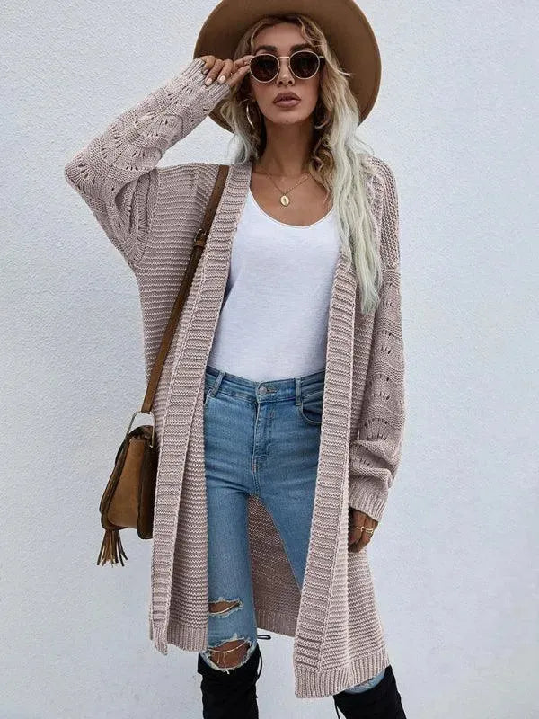 Women’s Open Knit Longline Cardigan Sweater – Lightweight