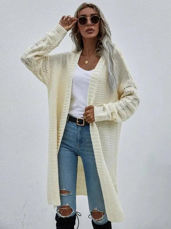 Women’s Open Knit Longline Cardigan Sweater – Lightweight