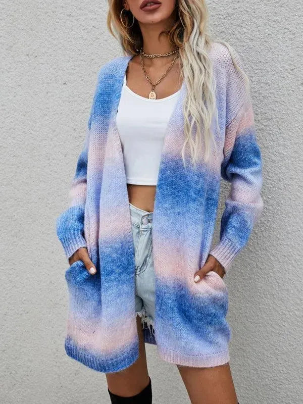 Women’s Oversized Tie-Dye Cardigan Sweater – Longline Fit