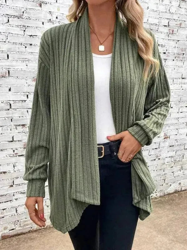 Women’s Ribbed Open Front Cardigan Sweater – Longline Slip-On