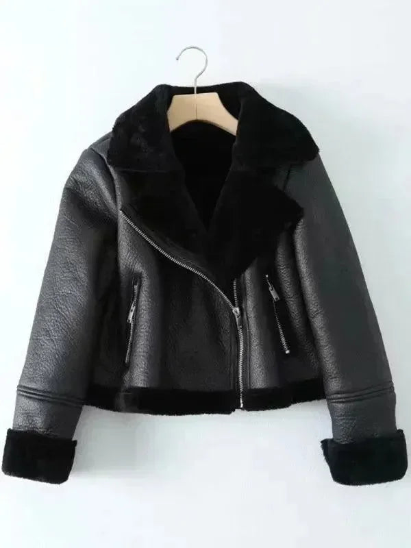 Women’s Shearling Bomber Jacket Warm Style