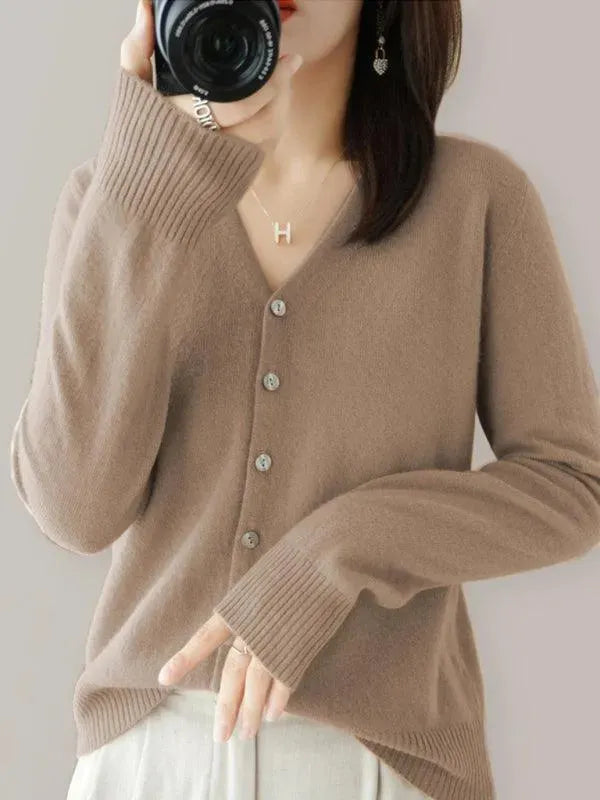 Women’s Short V-Neck Cardigan Sweater – Soft Knit All-Season