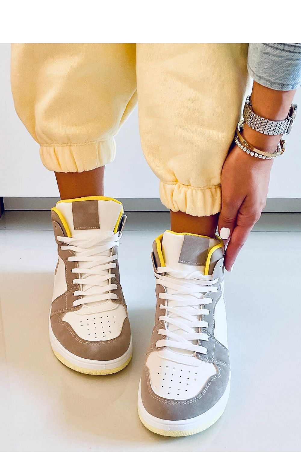 Women's Sneakers - High-Tops Women Sneakers - Platform Ankle Boots - Lace-Up Shoes