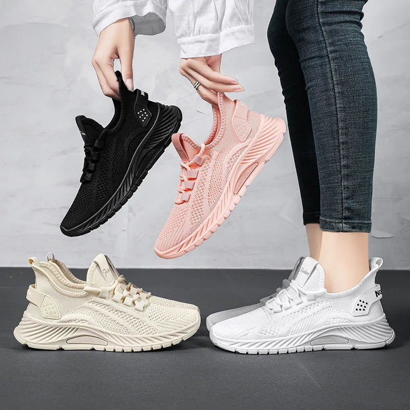 Women's Sneakers - Low-Top Women Flat Sneakers - Lace-Up Spring-Autumn Shoes
