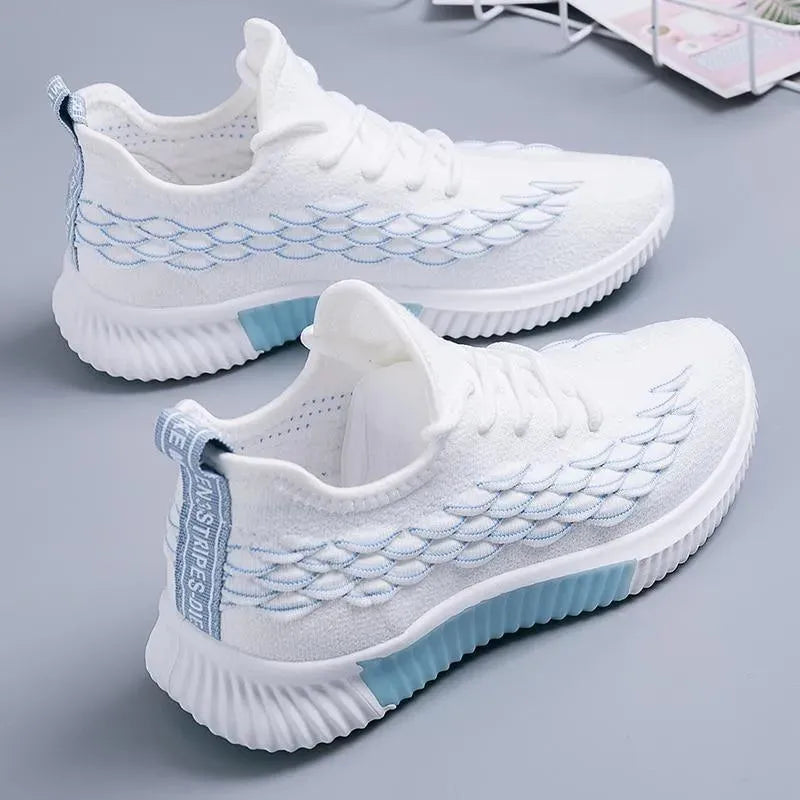 Women's Sneakers - Low-Top Women Sneakers - Lace-Up Spring-Summer Sneakers