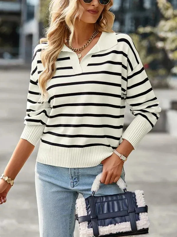 Women’s Striped Crew-Neck Pullover Sweater