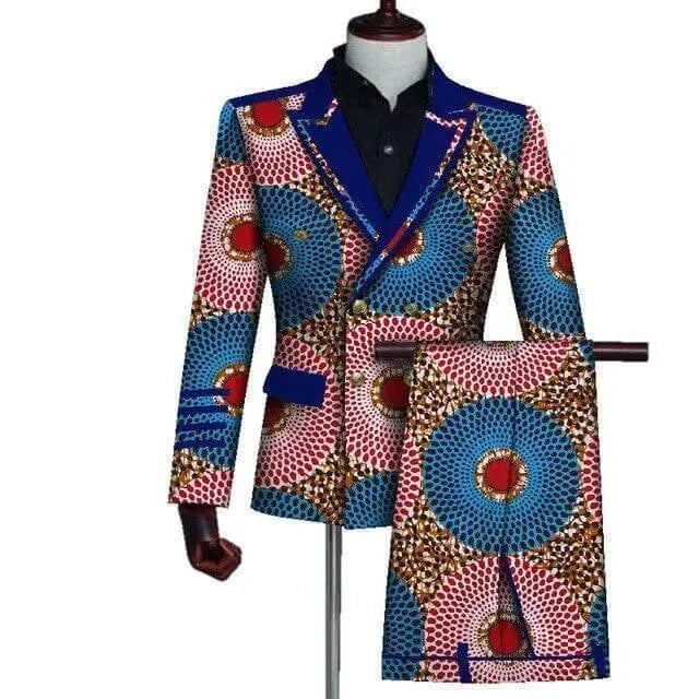 African Double-Breasted Two Piece Suit - African Suit - LeStyleParfait