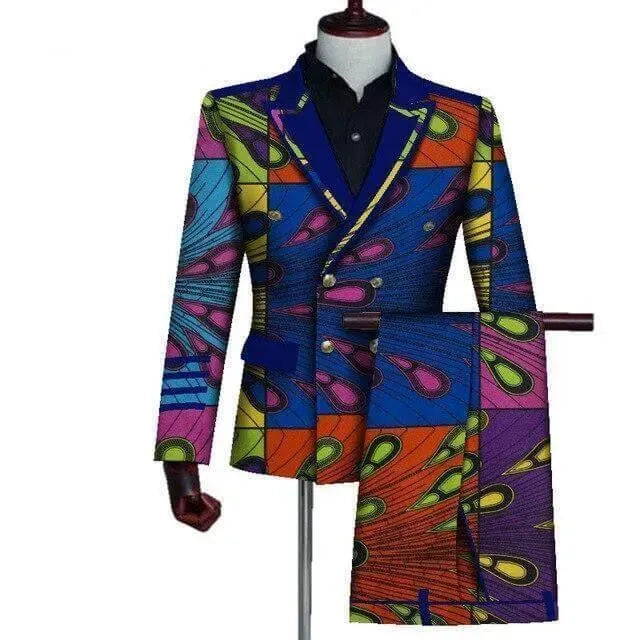 African Double-Breasted Two Piece Suit - African Suit - LeStyleParfait