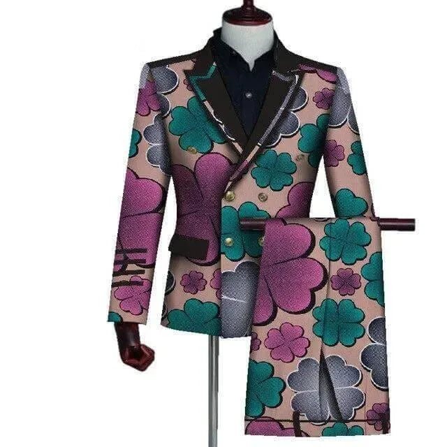 African Double-Breasted Two Piece Suit - African Suit - LeStyleParfait