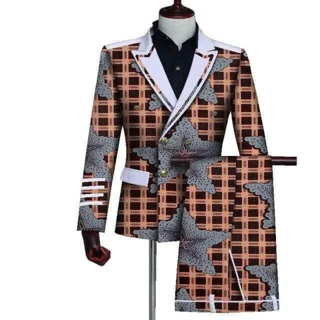 African Double-Breasted Two Piece Suit - African Suit - LeStyleParfait