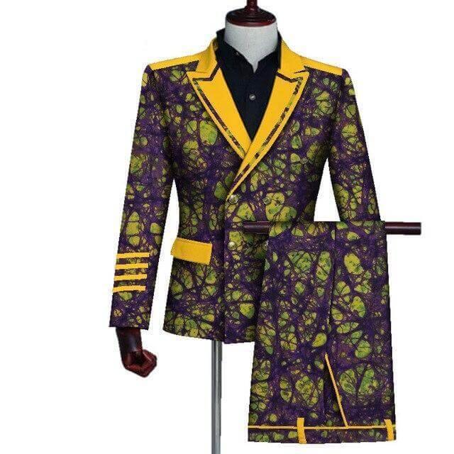 African Double-Breasted Two Piece Suit - African Suit - LeStyleParfait