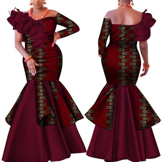 African Dress, Maroon Dashiki Dress - African Dress - LeStyleParfait