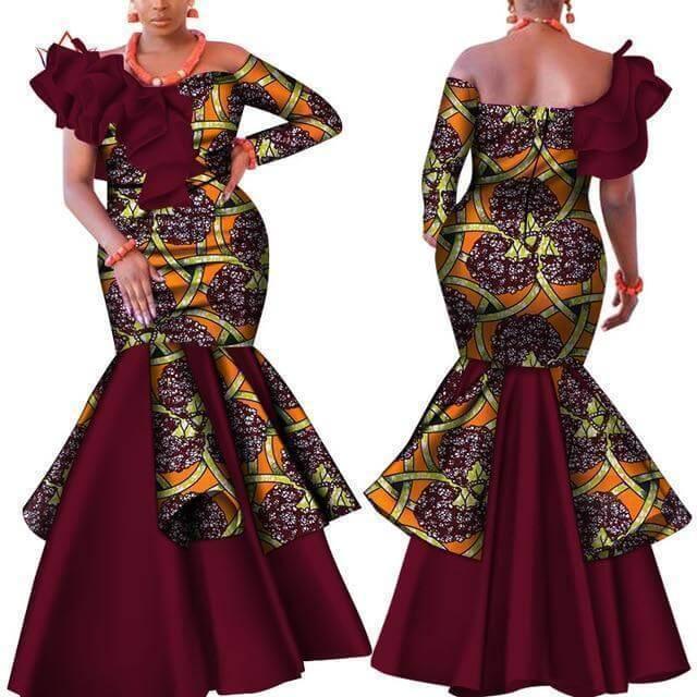 African Dress With Brown Prints - African Dress - LeStyleParfait