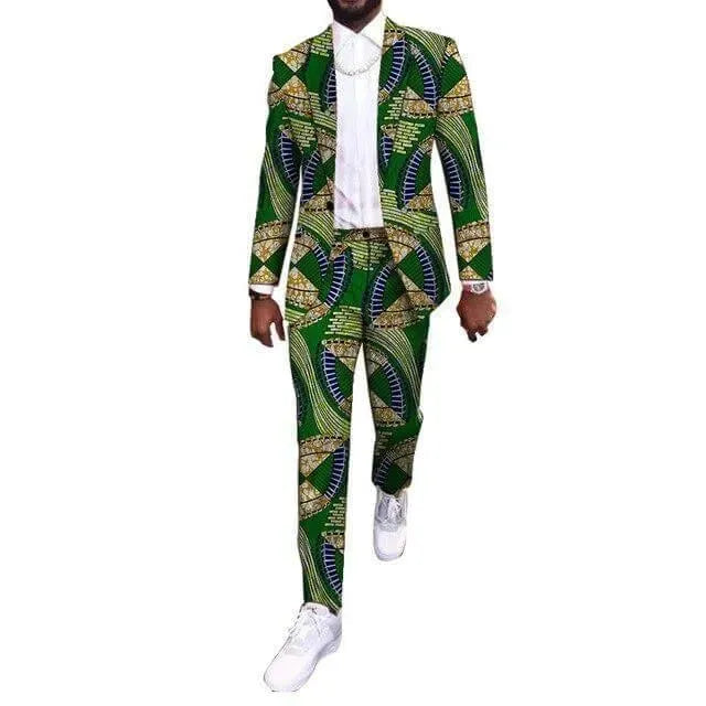 African Men‘s Printed Blazers Suit - African Suit - LeStyleParfait