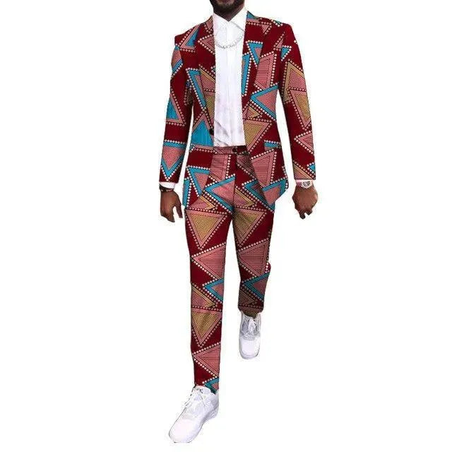 African Men‘s Printed Blazers Suit - African Suit - LeStyleParfait