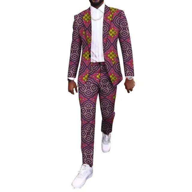 African Men‘s Printed Blazers Suit - African Suit - LeStyleParfait