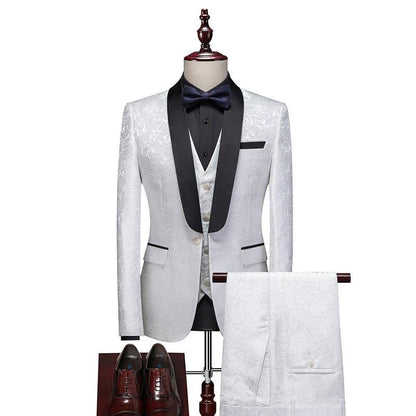 Alfredo Three Piece Tuxedo Suit - Lapel Collar - Tuxedo Suit - LeStyleParfait