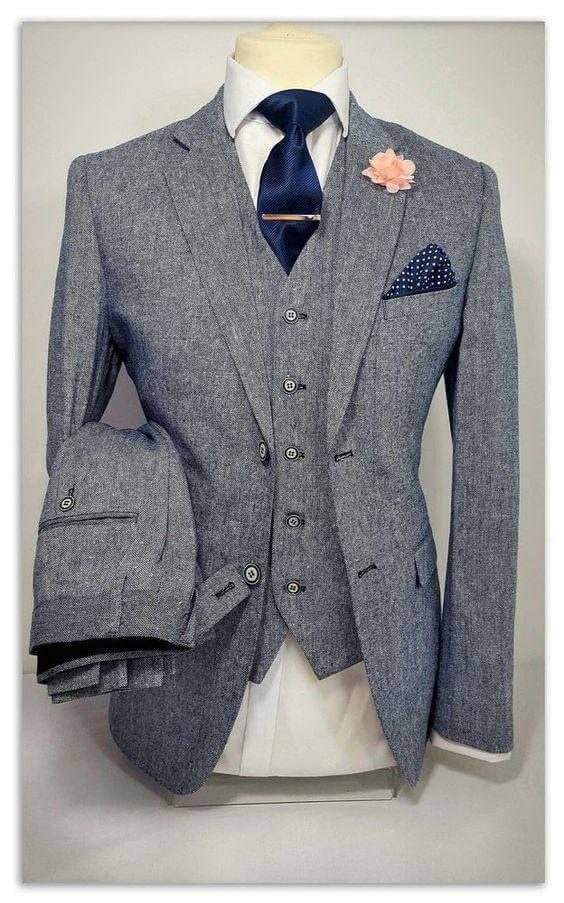 Always Ready Grey Three Piece Suit - Tweed Suit - LeStyleParfait