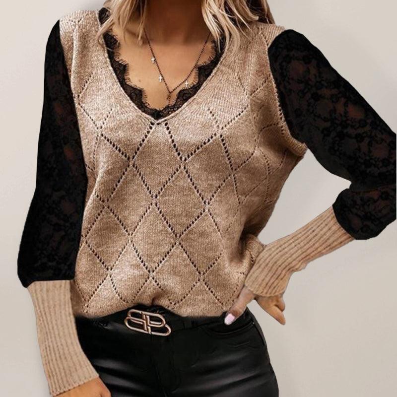 Argyle Pattern Pullover Knitwear Sweater Women - Pullover Sweater - LeStyleParfait