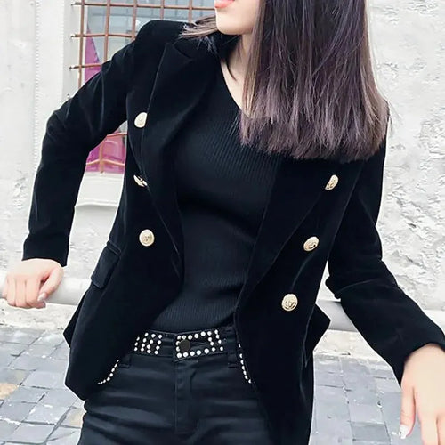 Aristocratic Velvet Blazer Women - Casual - Plain-Solid - Blazer - LeStyleParfait