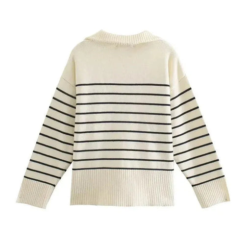 Asymmetry Striped Pullover Sweaters - Pullover Sweater - LeStyleParfait
