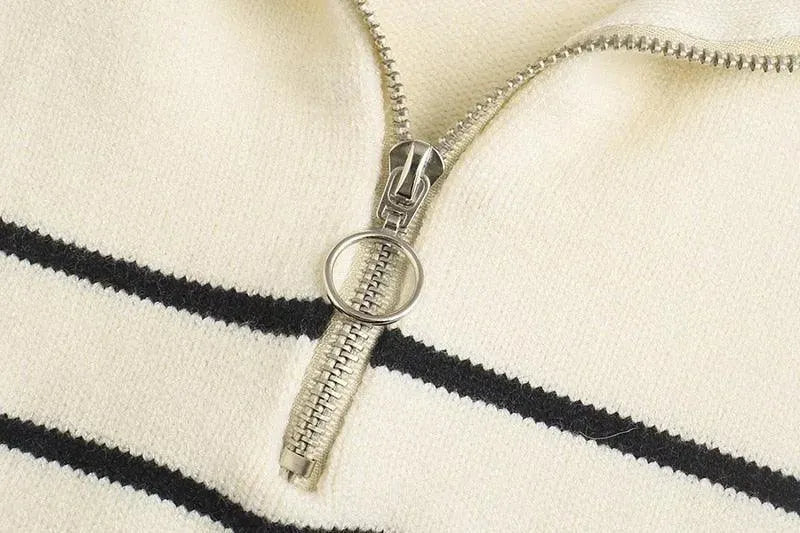 Asymmetry Striped Pullover Sweaters - Pullover Sweater - LeStyleParfait